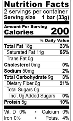 Nutrition Facts Peru 100%