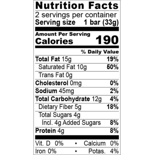 Nutrition Facts Bolivia 90%