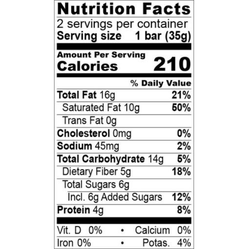 Nutrition Facts Peru Criollo Blend 82%