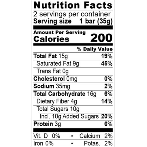 Nutrition Facts Belize 72% Special