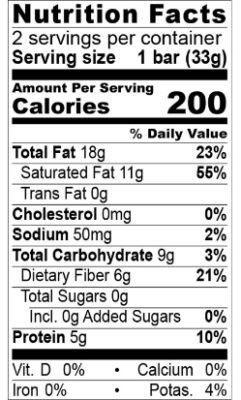 Nutrition Facts 100% Madagascar