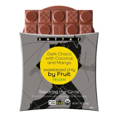Dark Chocolate with Coconut and Mango, sweetened only by fruit, Dark Chocolate