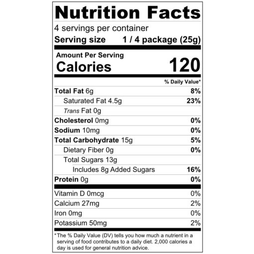 Nutrition Facts Ginger in Coconut