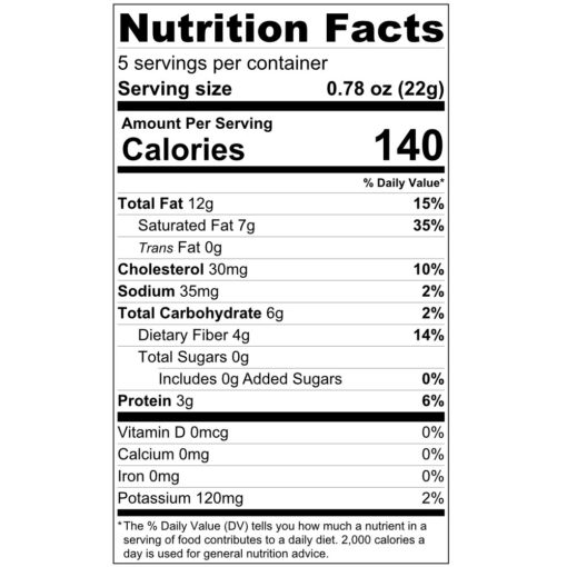 Nutrition Facts Xocitto 100 %