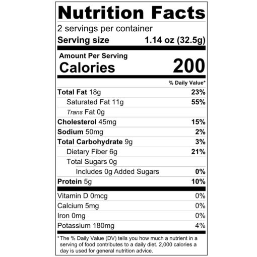 Nutrition Facts 100% Maya Cacao