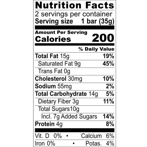 Nutrition Facts 60% Milk Chocolate with Coconut Blossom Sugar
