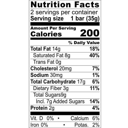 Nutrition Facts Coconut-Caramel with Coconut Blossom Sugar.
