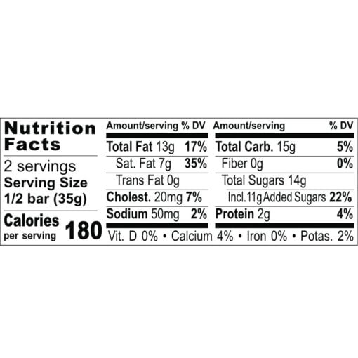 Nutrition Facts "ButterCaramel"