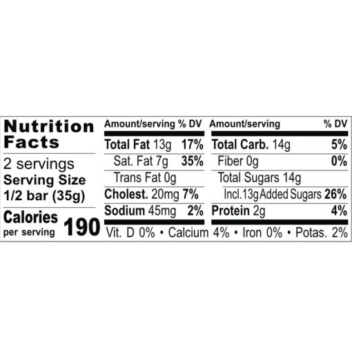 Nutrition Facts Coffee Toffee