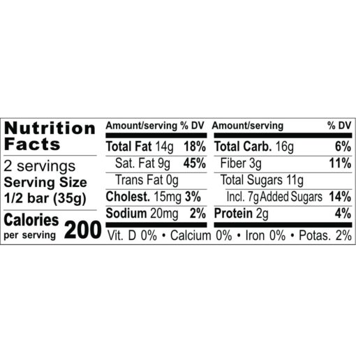 Nutrition Facts Coconut + Marzipan