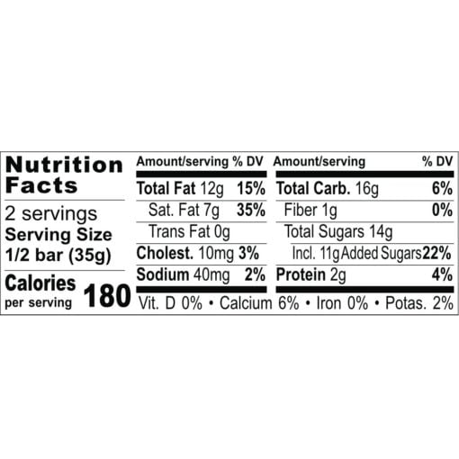 Nutrition Facts Tiramisu