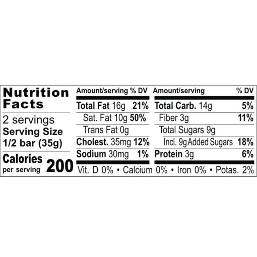 Nutrition Facts Dark Chocolate Mousse