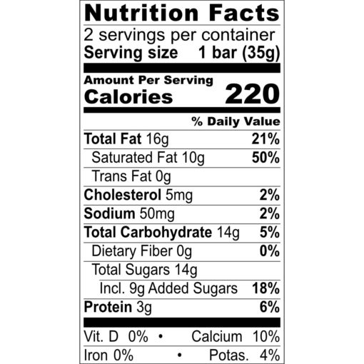 Nutrition Facts Fine White Chocolate (Reduced Sugar)