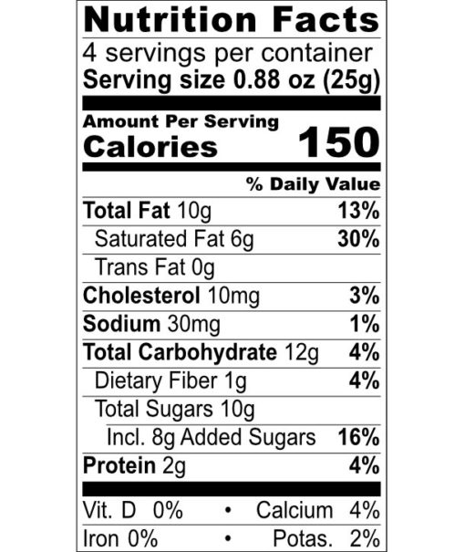 Nutrition Facts Milk Chocolate Bunny