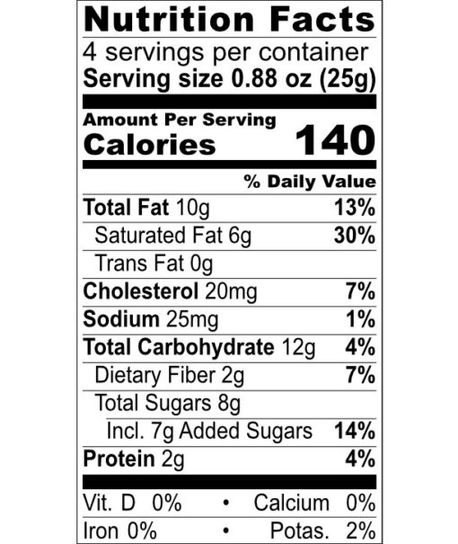 Nutrition Facts Dark Chocolate Bunny