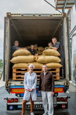 Cocoa beans are delivered
