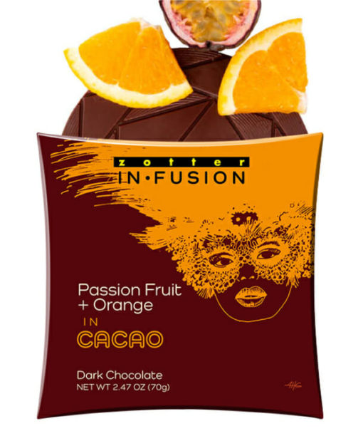 Passion Fruit + Orange in Cacao, Dark Chocolate