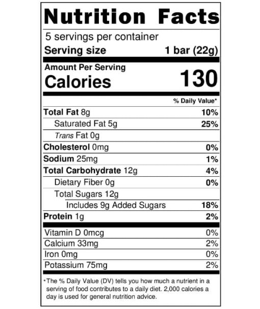 Nutrition Facts Drinking Chocolate Cinnamon Banana