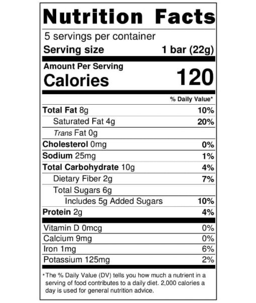 Nutrition Facts Drinking Chocolate Cashew