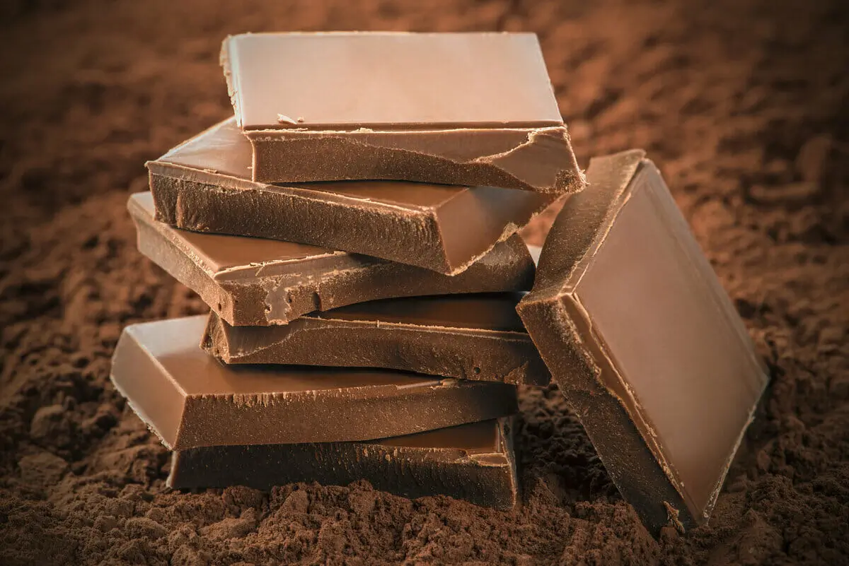 What Are Organic Chocolate Bars Made Of? 10 stacked organic chocolate bars