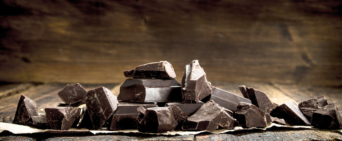 Pieces of dark chocolate.
