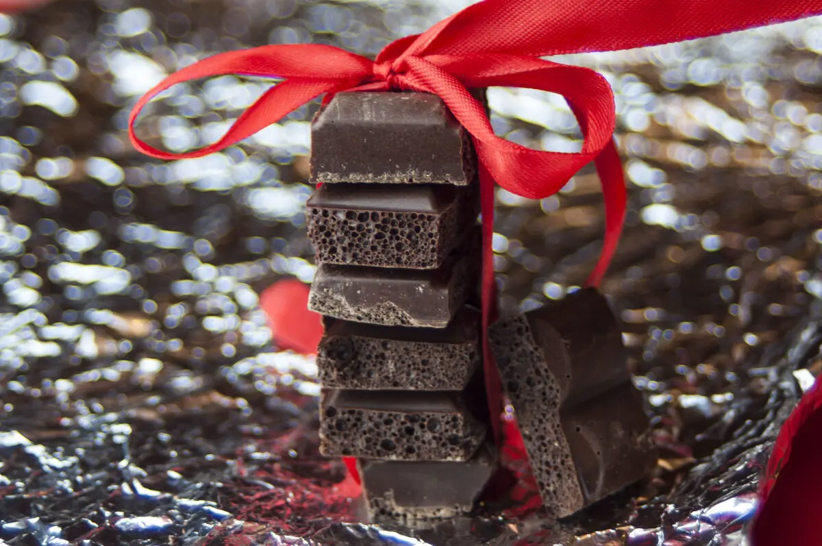 How to Give Chocolate as a Gift 9 chocolate with red ribbon