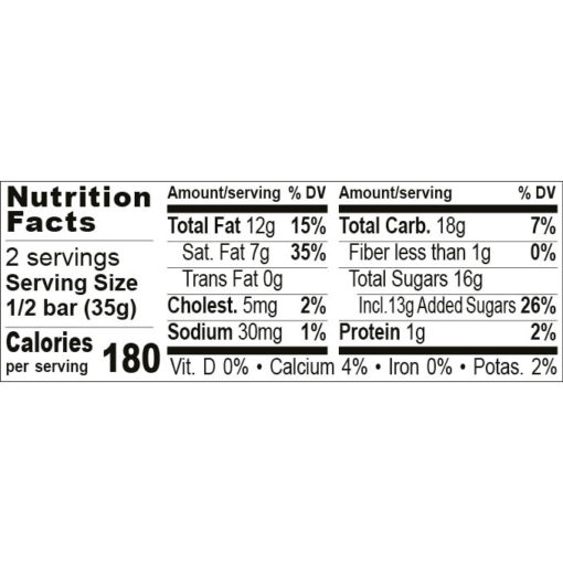 Nutrition Facts Chocolate Banana - Chocolate for School