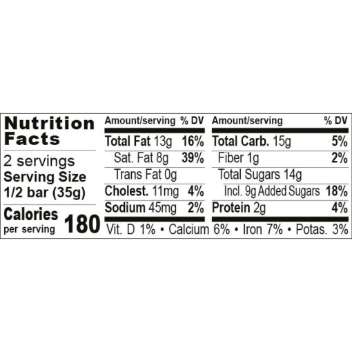 Nutrition Facts Brown Butter Toffee