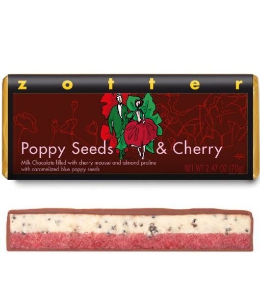 Poppy Seed and Cherry, Milk Chocolate