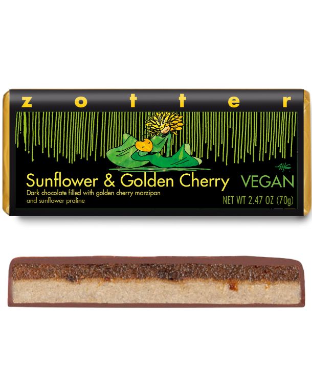 Sun Flower & Golden Cherry - Zotter Chocolates  Bean To Bar, Organic and  Fair Trade Chocolate