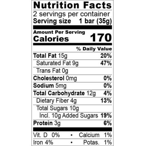 Nutrition Facts 72% Opus 5