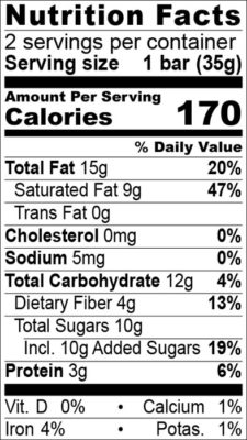 Nutrition Facts 72% Opus 5