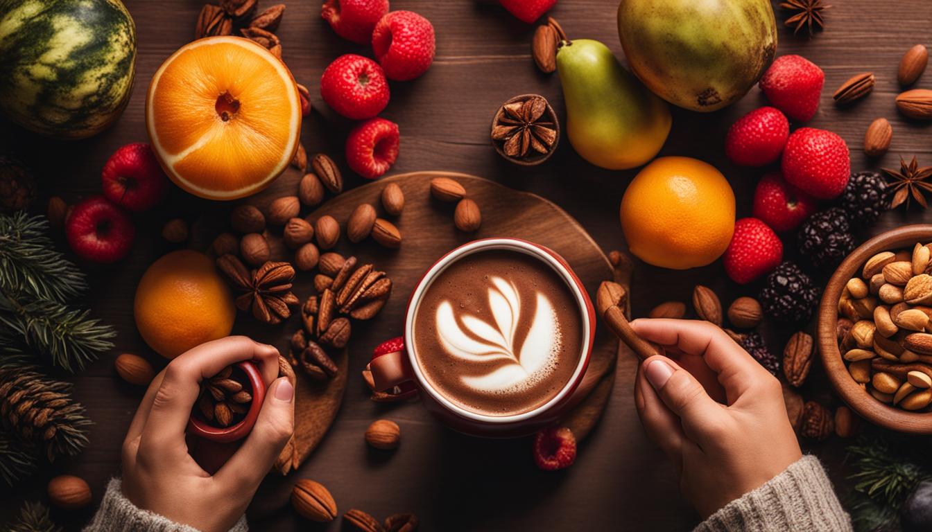 hot chocolate with various fruit