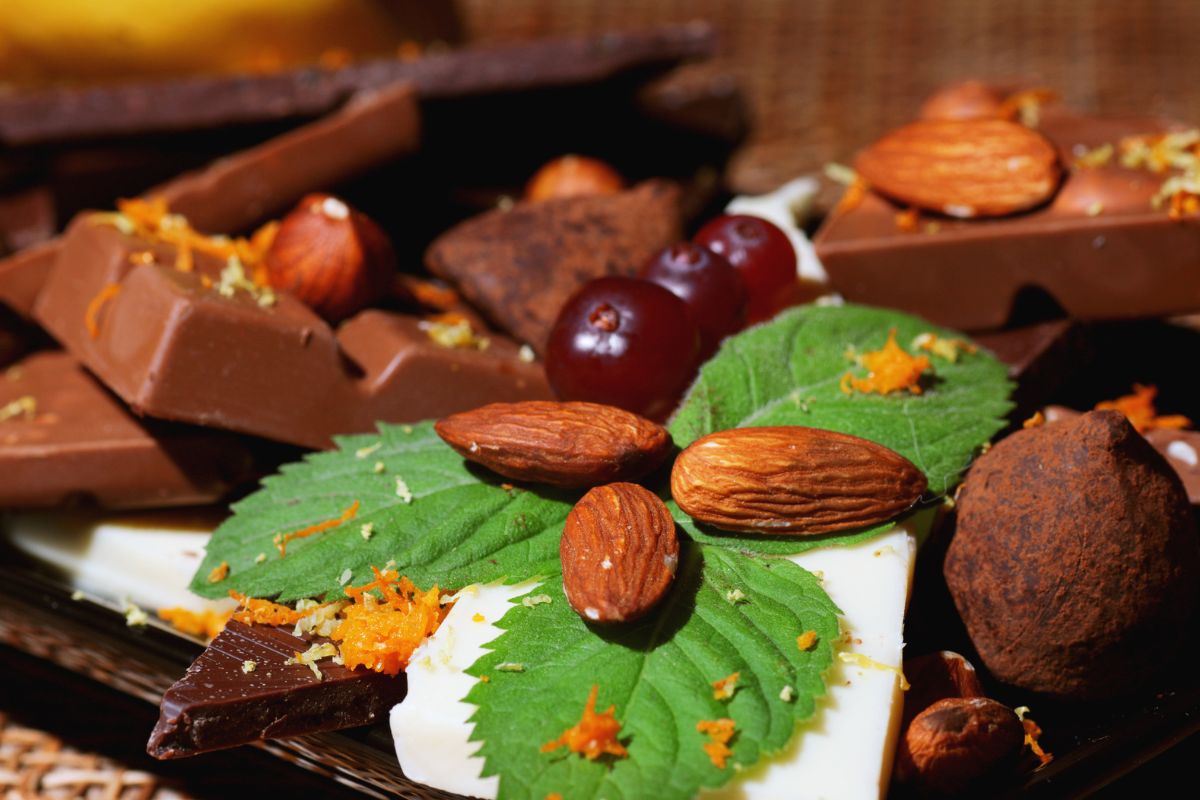 chocolate and nuts and fruits